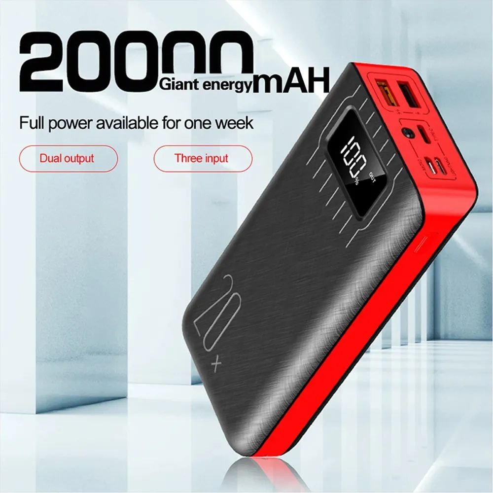 20000mAh External Battery Power Bank Dual USB With LED Flashlight - David Prashad
