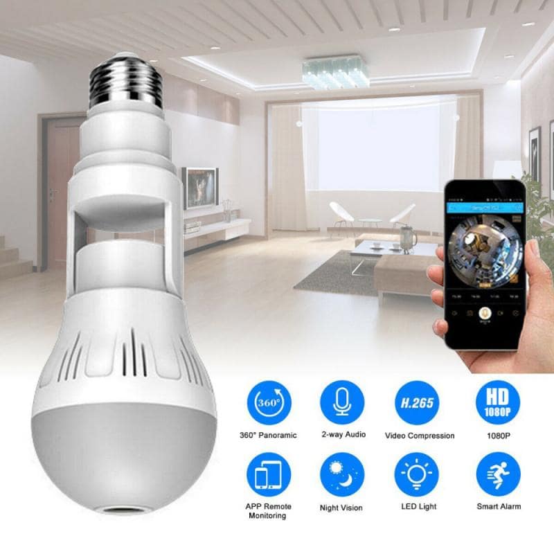 360° Panoramic Hidden Light Bulb Wifi Camera - David Prashad