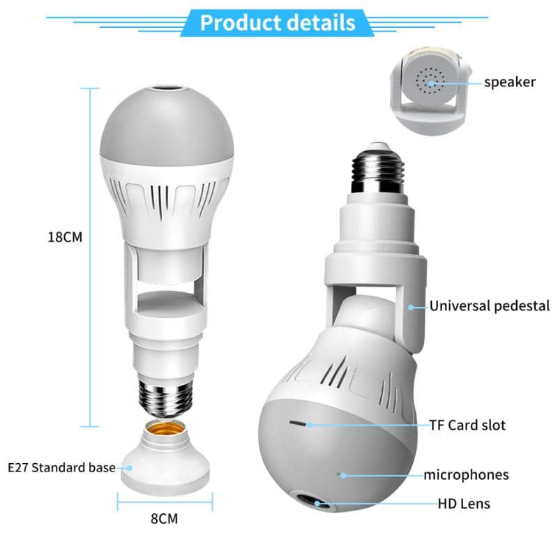 360° Panoramic Hidden Light Bulb Wifi Camera - David Prashad