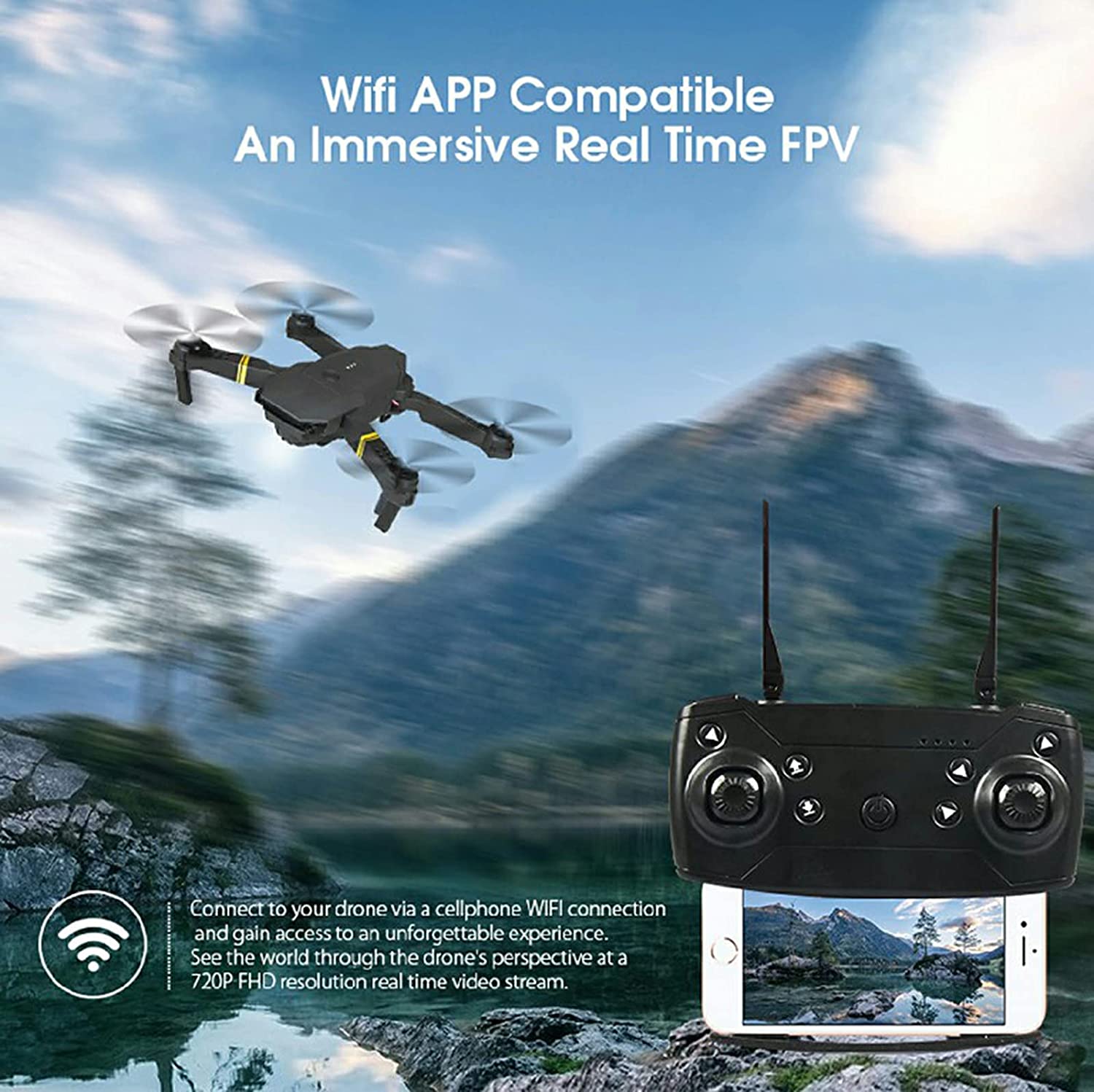 4K HD Dual Camera RC FPV WiFi Portable Wide Angle Foldable Quadcopter Drone - David Prashad