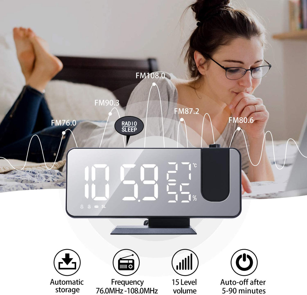LED Projection Digital Alarm Clock Phone Charger - David Prashad