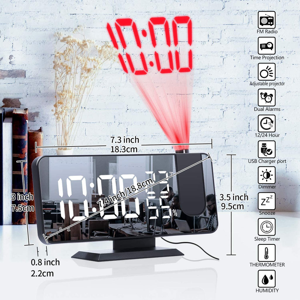 LED Projection Digital Alarm Clock Phone Charger - David Prashad